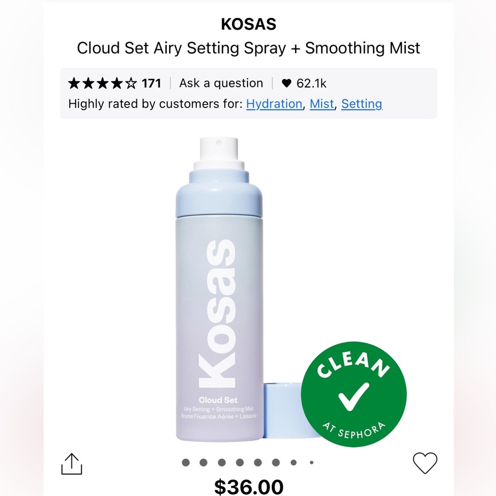 Kosas Cloud Set Setting Spray - Blue